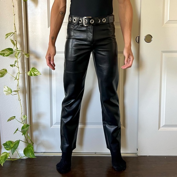 Vintage Pleather Straight Cut Pants - Picture 2 of 4